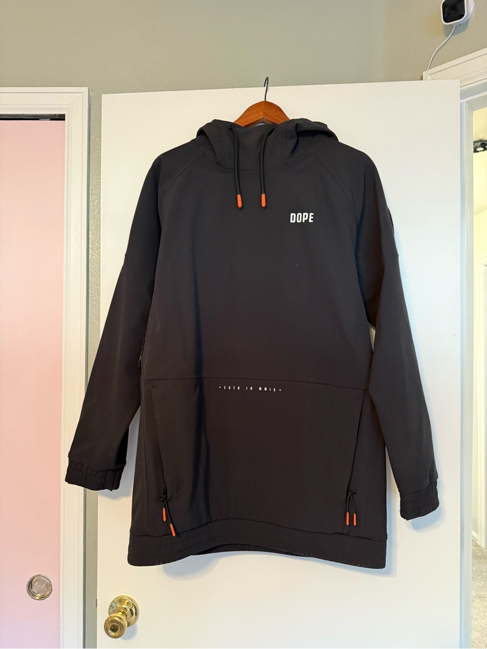 DOPE Black Hoodie with Orange Accent Details